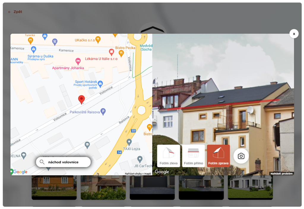 Ve webové verzi můžete dům jednoduše vyfotit přes Streetview