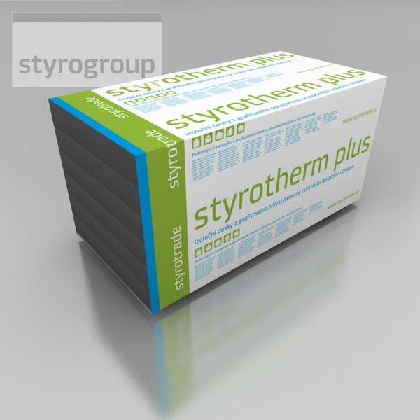 Šedý polystyren STYROTRADE styrotherm plus 100 /fasáda, podlaha, střecha/