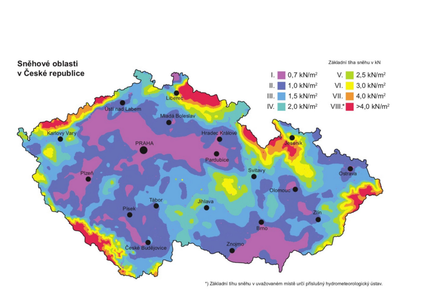 Sněhová mapa ČR