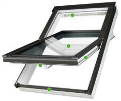 FAKRO - kyvné střešní okno PTP - V/PI U3 - energeticky úsporné dvojsklo U3